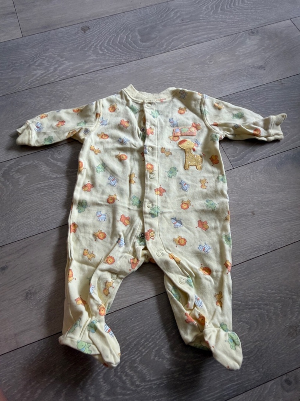 Carter's Cream Footed One-Piece with Animal Appliqué
